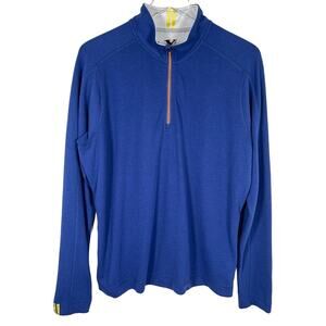 Robert Graham Men's 1/4 Zip Mock Neck Pullover XL Blue Long Sleeve Top